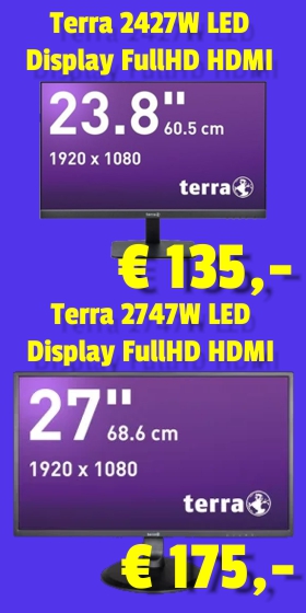 Terra 2427W Display um 135 € und Terra 2747W Display um 175 €