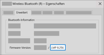 Bluetooth-Eigenschaften unter Microsoft Windows