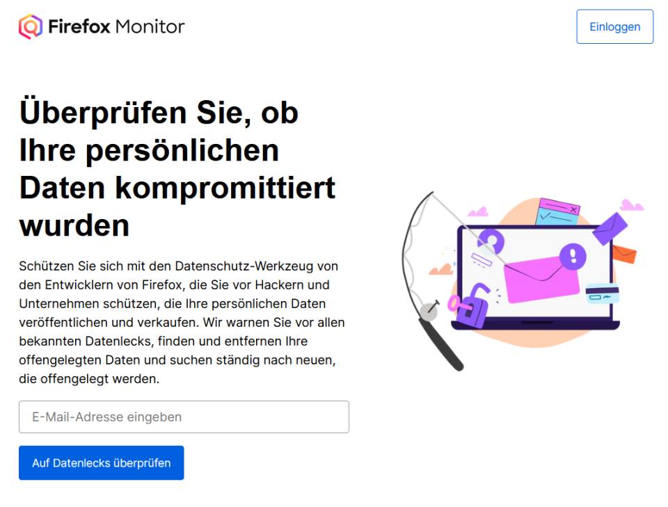 Firefox Monitor Startseite