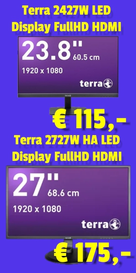 Terra 2427W Display um 115 € und Terra 2727W HA Display um 175 €