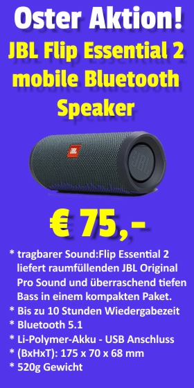 Osteraktion: JBL Flip Essential 2 mobiler Bluetooth-Lautsprecher um 75 €