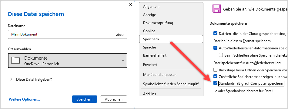 Word Speichern-Dialog Beispiel