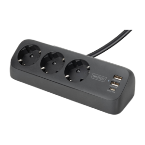 DIGITUS 3-fach Office-Steckdosenleiste, Schwarz